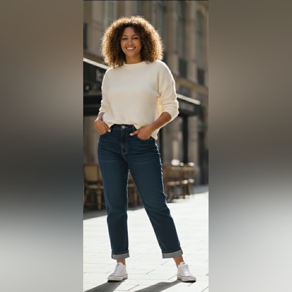 Slimming Jeans 24W Cropped Dark Wash Soft Sculpt Cotton Spandex New